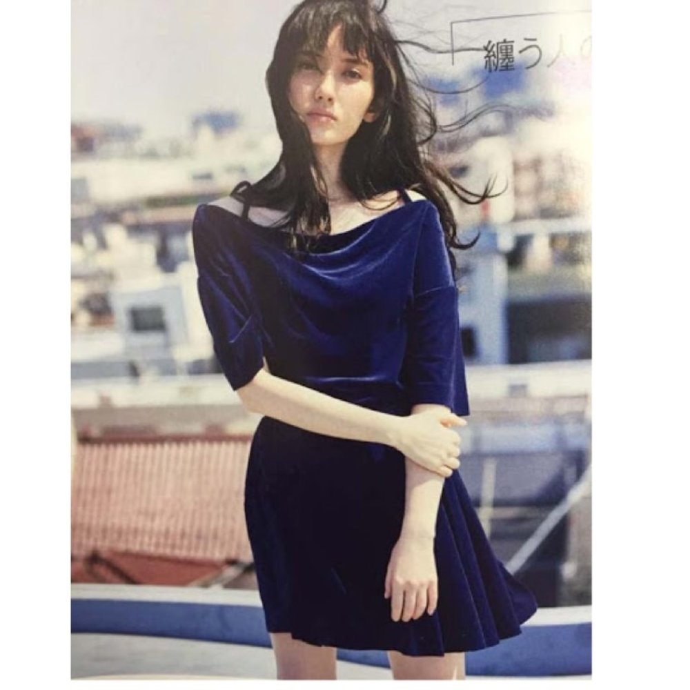a-line navy velvet mini skirt